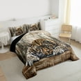thumbnail image 3 of Feelyou 3D Wildlife Leopard Full Size Comforter Sets for Teens, Rustic Cheetah Animal Bedding Comforter Set, Farmhouse Cabin Reversible Bedding Sets, Breathable Home Decor, 3pcs, 3 of 8