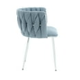 thumbnail image 6 of 2PC Leisure Accent Chair with Silver Metal Legs, Boucle Upholstered Barrel Chair with Wove Backrest, Modern Lounge Armchairs for Dining Room Living Room Bedroom, Light Blue, 6 of 9