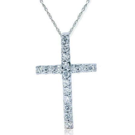 Pompeii 1/6ct Diamond Cross Pendant 14K White Gold 1/2" (G/H,VS)