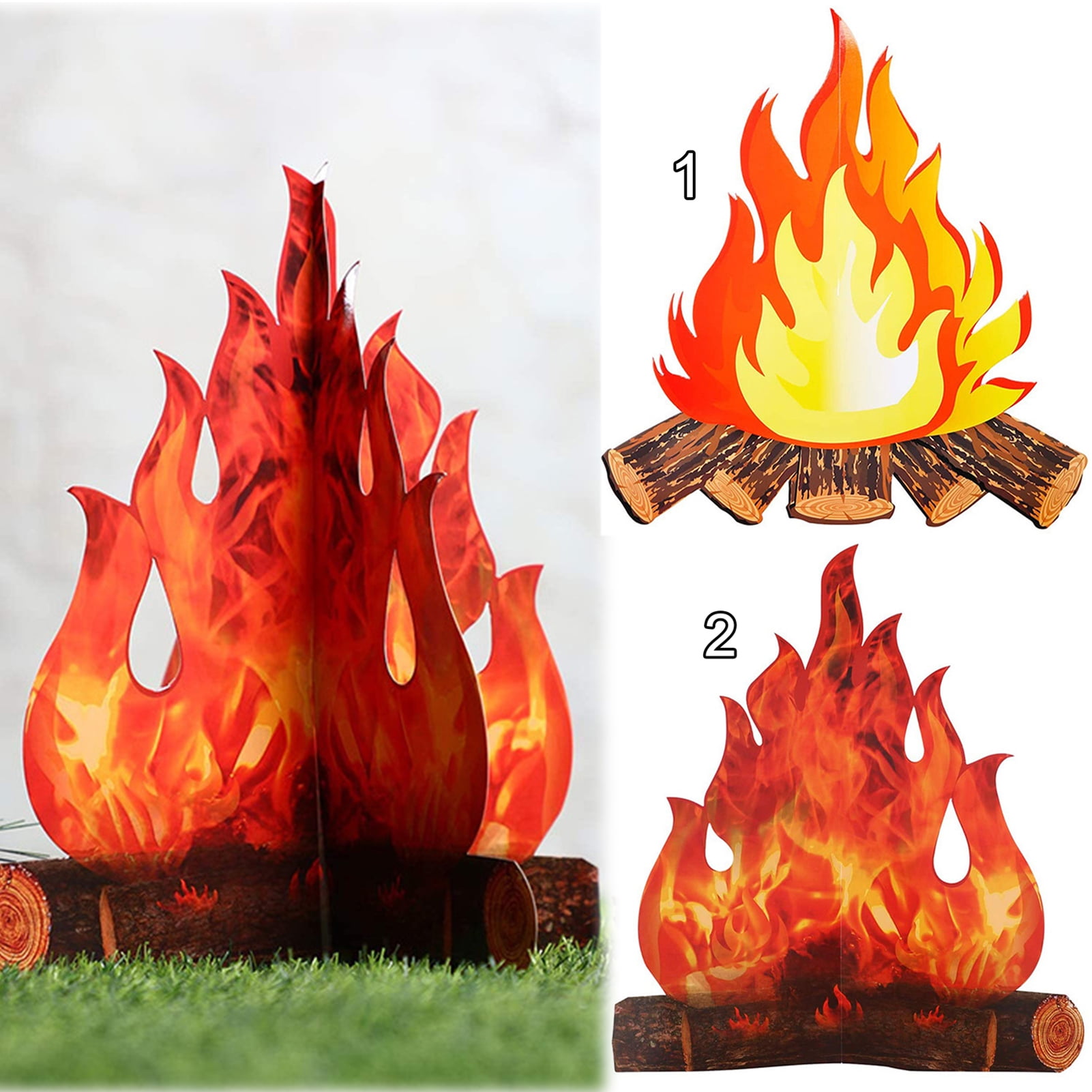 12 Inch Tall Artificial Fire Fake Flame Paper 3D Decorative Cardboard Campfire 