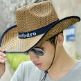 thumbnail image 4 of US 1 Pack Men Women Straw Cowboy Hat Summer Beach Panama Fedora Sun Wide Brim, 4 of 5