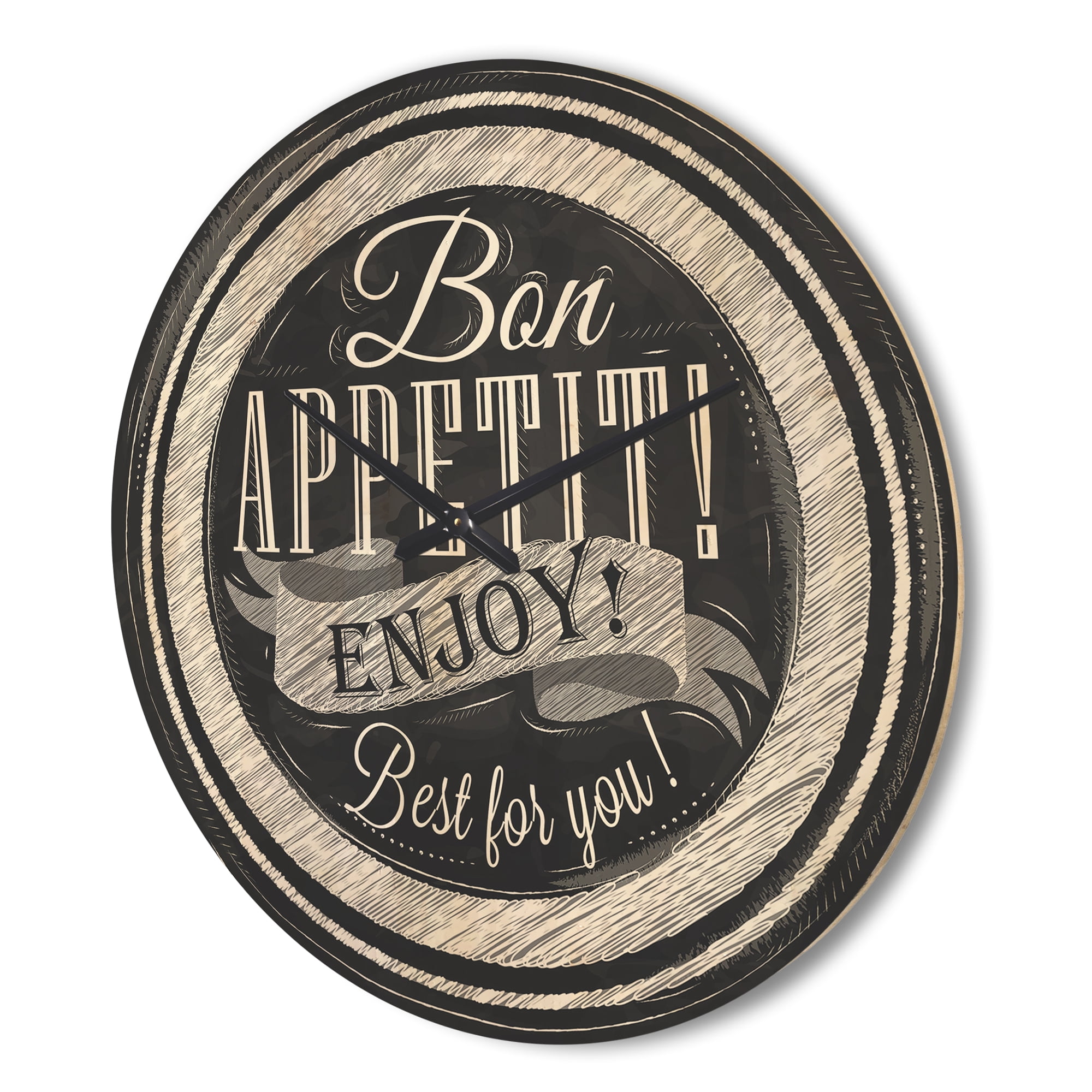 Designart 'Quote Lettering on a Plate' Modern Wood Wall Clock