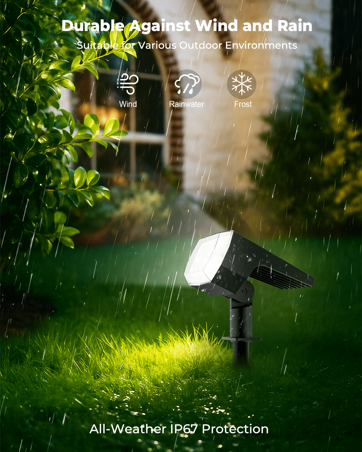 6 Pack Solar Lights Outdoor Waterproof IP65, 64 LED Landscape Spotlights 6500K- 3 Lighting Modes, Adjustable for Lawn, Driveway, Walkway- Cool Daylight