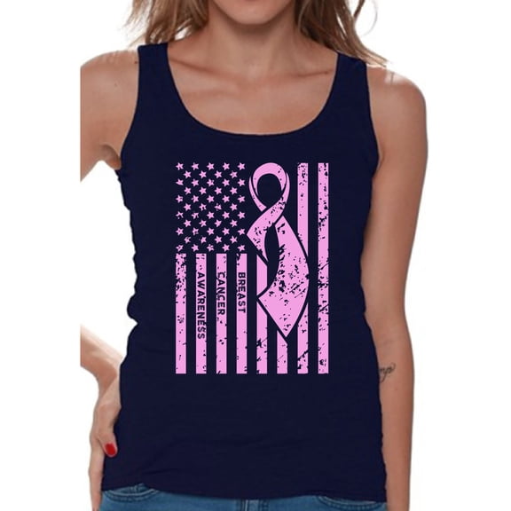 Awkward Styles Women's Breast Cancer Awareness Graphic Tank Tops Pink Ribbon