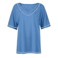 thumbnail image 4 of Posijego Hauts d'Été pour Femmes 2025 Col en V Manches Courtes T-Shirts Décontractés Amples Confort Classiques, 4 of 6