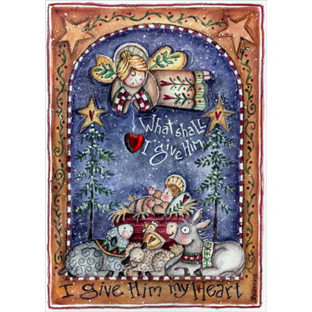LPG Greetings Gem Heart Angel and Baby Jesus Box of 12 Handcrafted Embellished Christmas