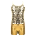 thumbnail image 3 of Aislor Kids Girls Dance Outfits Camisole Strap Sequin Crop Tank Top with Shorts Hip Hop Jazz 6-12 A Gold 12, 3 of 7