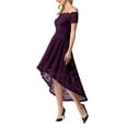 thumbnail image 5 of Market In The Box Women's Hi-lo Lace Dress Elegant V-Neck Short Off Shoulder Asymmetrical Handkerchief Hem Floral Lace Cocktail Party Dress Midi Formal Dress, 5 of 6