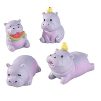 WE-POLUJ Set of 4 Funny Cartoon Hippo Miniature Resins Figurines Decors For Bookshelves Desk Top Home Office Decorative Accent