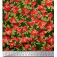 thumbnail image 1 of Soimoi Rayon Fabric Holly Leaves & Floral Print Fabric by Yard 56 Inch Wide, 1 of 3