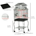 thumbnail image 3 of PawHut 53.9'' Large Rolling Steel Bird Cage Bird House with Wheels, Black, 3 of 10