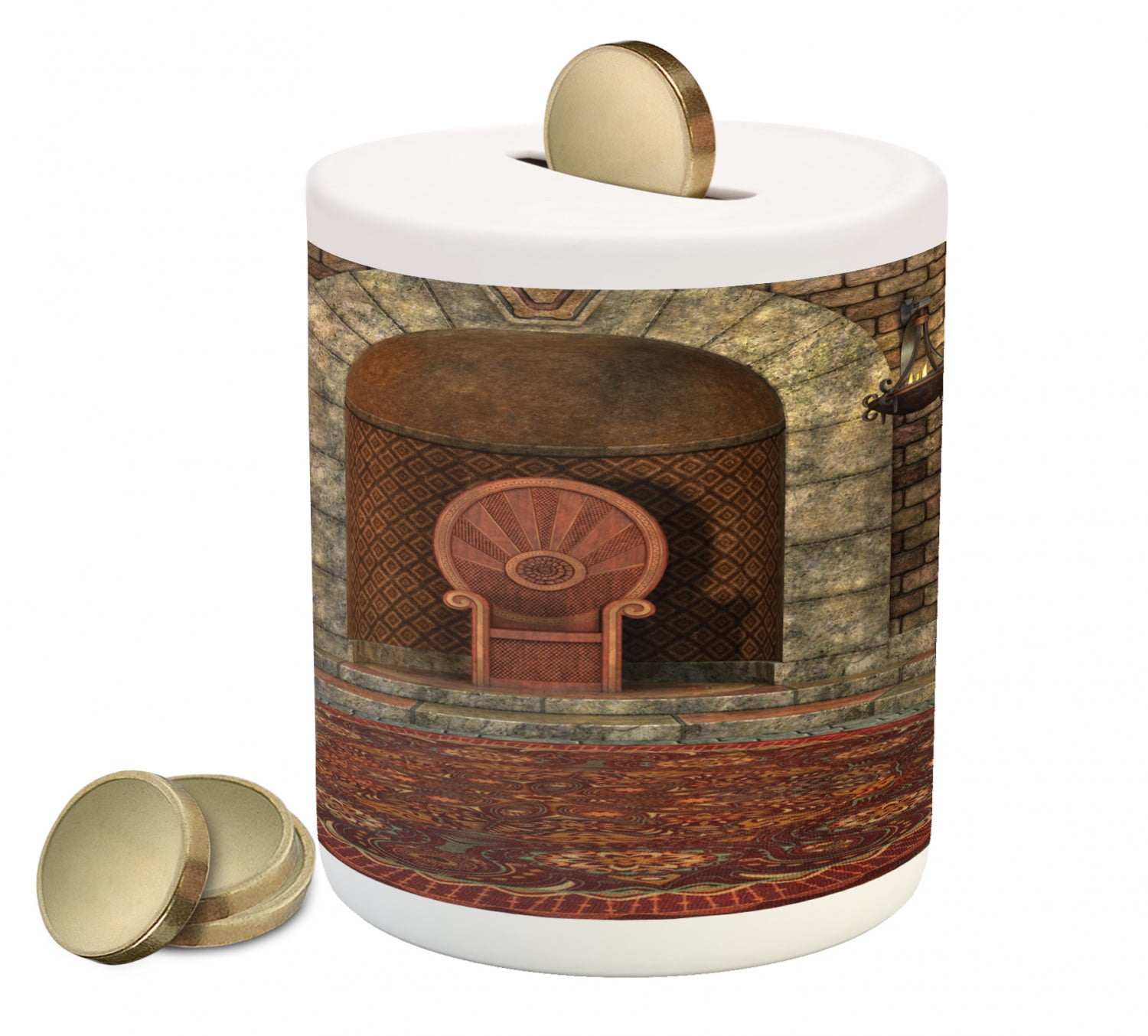 Gothic Piggy Bank, King in Vintage Style Palace Chandelier Medieval