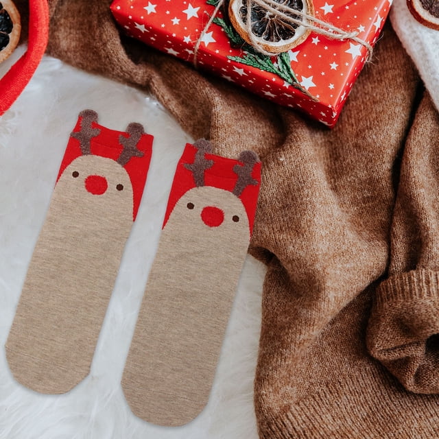 Seyotauo Christmas Cupcake Socks Fuzzy Christmas Socks,Athletic Indoor Sock, Winter Warm Cozy Fluffy Cartoon Monster Socks for Girls Christmas Gifts, Adult, Women, Home Sleeping
