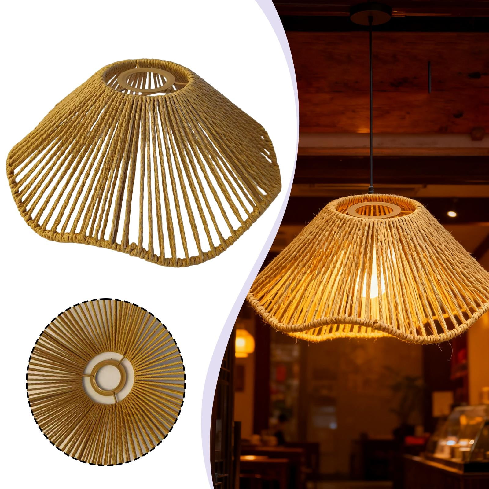 Lampshade Rope Woven Lamp Shade Cover Iron Material Unique Design for Bedroom Restaurant Hallway