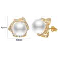 thumbnail image 5 of Airokiy White Pearl Stud Earrings for Women Gold Plated Cubic Zirconia Flower Studs Earrings Lightweight Hypoallergenic Jewelry, 5 of 6