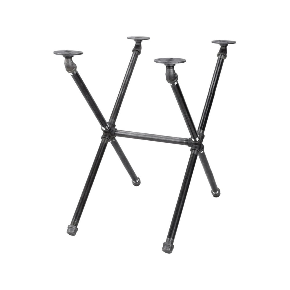 Industrial Criss Cross End Table Leg Set Dark Grey/Black Steel Metal