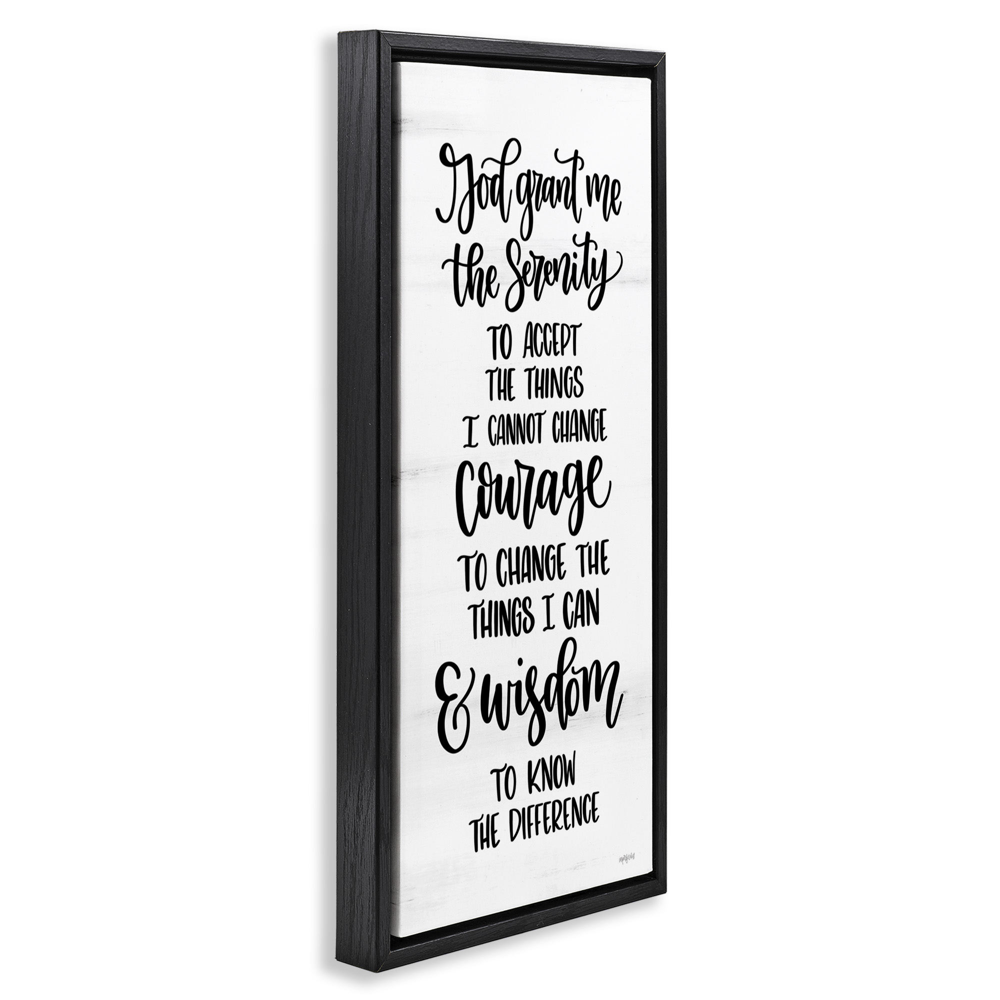 Stupell Industries Religious Serenity Courage & Wisdom Religious Painting Black Floater Framed Canvas Art Print Wall Art, 15 x 31