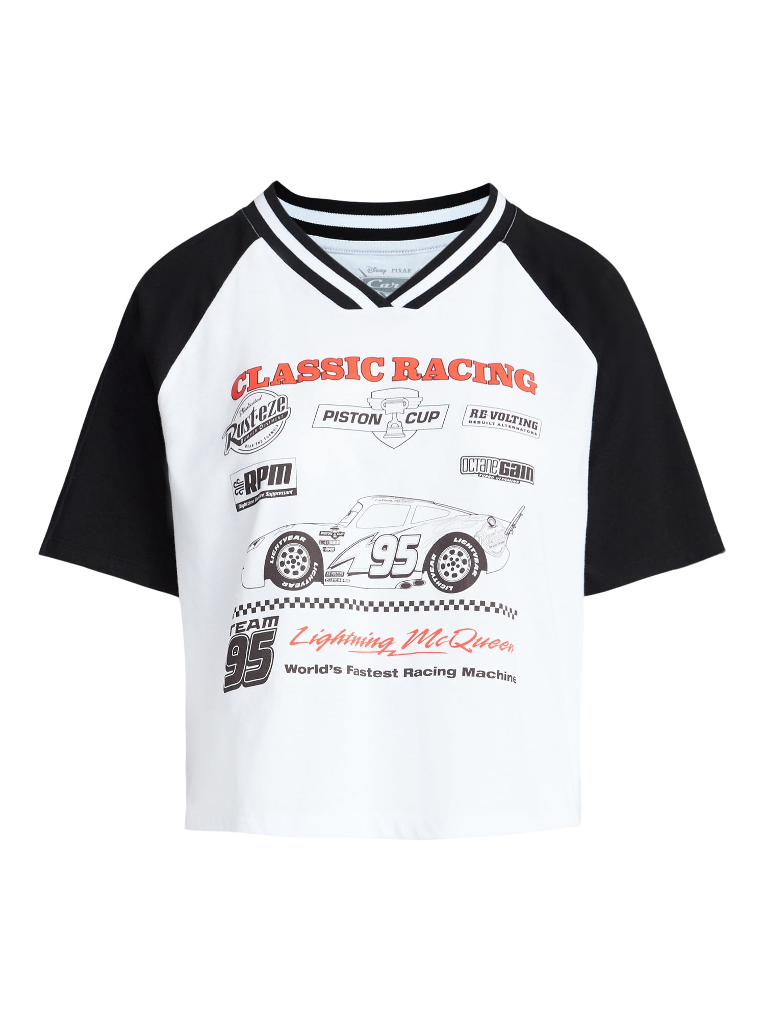 Disney Cars Women's Lightning McQueen Front Back Graphic Tee with Short Sleeves, Sizes XXS-XXL