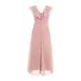 thumbnail image 3 of DPOIS Junior Girls V Neck High Waist Bridesmaid Dress A-Line Floor-Length Ruffle Chiffon Party Dress, 3 of 5