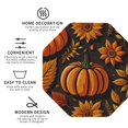 thumbnail image 3 of Zufioo Autumn Pumpkin Leaves Print Leather Coaster Set, Decorative PVC Coasters 4-pack - Scald and Stain-resistant, Suitable for Home, Cafes, Restaurants-Octagon, 3 of 6