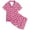 Hot Pink, variant on Hienoo Little Girls Dinosaur Pajamas Kids Satin Short Sleeve Top Shorts Sleepwear Homewear