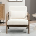 thumbnail image 6 of PORKISS Modern Arm Chair Velvet Fabric Upholstered Comfy Reading Accent Chair with Solid Wood Frame and Pillow, Armchair Comfort Club Chair Lounge Chair for Living Room Bedroom Sunroom, White #1, 6 of 8
