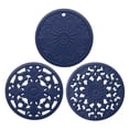 thumbnail image 2 of Paquete de 3 almohadillas calientes de silicona multifuncionales con aislamiento térmico para cocina, encimera, tazón, posavasos, mel indi Azul Baoblaze Mantel individual de silicona, 2 of 8