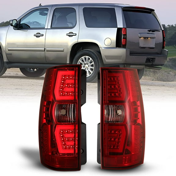 Winjet Tail Lights Assembly for 2007-2014 CHEVROLET SUBURBAN 1500 2500 and 2007-2014 CHEVROLET TAHOE,LED Sequential Turn Signal Rear Reverse Brake Lamp DRL Taillights Replacement(Red Lens)