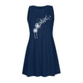 thumbnail image 4 of Wycnly Formal Dresses for Women Casual Plus Size Swing Tank Tshirt Mini Dresses with Pocket Sleeveless Round Neck Dandelion Print 2024 Summer Short Dress Navy l, 4 of 4