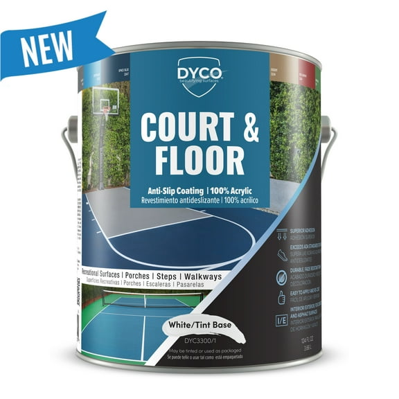 DYCO Court and Floor Anti-Slip 100% Acrylic Paint, Tintable White, 1 Gallon