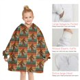 thumbnail image 6 of Multicolor Bigfoot and Text Pattern Blanket Hoodies for Kids 6-13YR Oversize Wearable Blanket Hoodies for Boys Girls Teens, 6 of 7