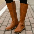 thumbnail image 3 of Mepaouo Knee-High Boots for Women Round Toe Leather Tall Long Boots Heel Walking Boots, 3 of 6