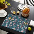 thumbnail image 3 of Pioneer Flower Floral Print Pattern Summer Placemats Table Placemats Set Of 6-Linen Kitchen Washable Placemats Table Mats 12x18 Inch Non-Slip Heat Resistant, 3 of 5