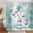thumbnail image 5 of Rustic Farmhouse Floral Shower Curtain, Country Farm Teal Daisy Flowers Butterfly Abstract Shower Curtain Set, Turquoise Blue Shower Curtains Farmhouse Bathroom Accessories with 12PCS Hooks,70X84IN, 5 of 5