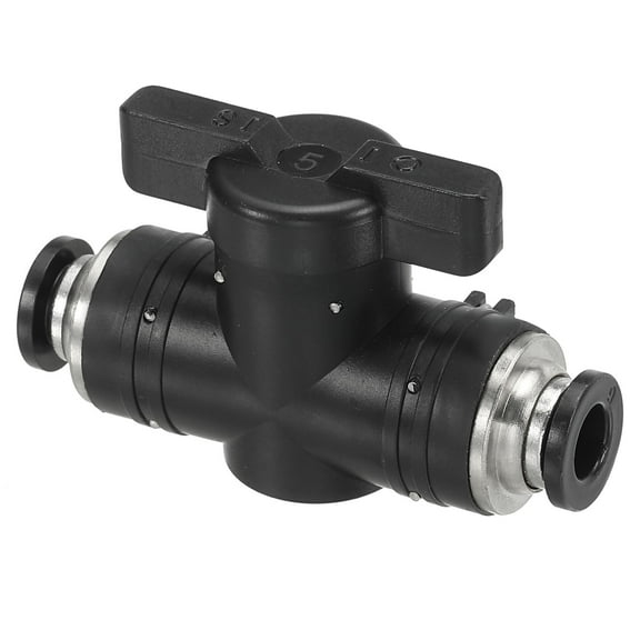 Uxcell 1/4" Pneumatic Ball Valve, Push to Connect Fittings Quick Connect Tube Fittings Air Flow Control, Black 1 Pcs