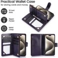 thumbnail image 7 of Allytechgroup Wallet Case for Apple iPhone 12 Pro / 12 6.1", Multiple Cards Slots Zipper Pocket PU Leather with Stylish Pattern Hand Strap Flip Cover Phone Case for iPhone 12 Pro / 12 6.1", Darkpurple, 7 of 7