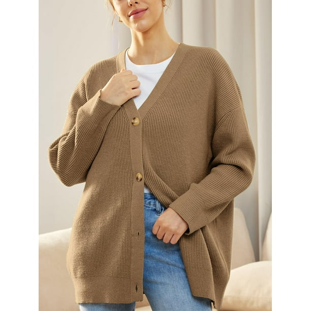 FAROOT Women Button up Sweaters Solid Color Casual Cute Warm