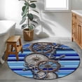 thumbnail image 3 of Round Rugs 3Ft, Vintage Anchor Nautical Round Area Rug Washable Indoor Throw Carpet, Coastal Blue Striped Small Non Slip Circle Rug for Bedroom Living Room Home Decor Aesthetic, 3 of 8