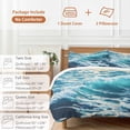 thumbnail image 6 of 3 Piece Blue Teal Coastal Duvet Cover Set Twin Size, Microfiber Comforter/Quilt Cover with Corner Ties and 2 Pillowcases, Sea Nautical Ocean Summer Beach All Season Soft Bedding with Zipper Closure, 6 of 8