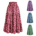 thumbnail image 4 of Women's Floral Tiered Ruffle Maxi Skirts Boho A Line Flared High Waist Vintage Flowy Long Skirt with Drawstring, 4 of 5