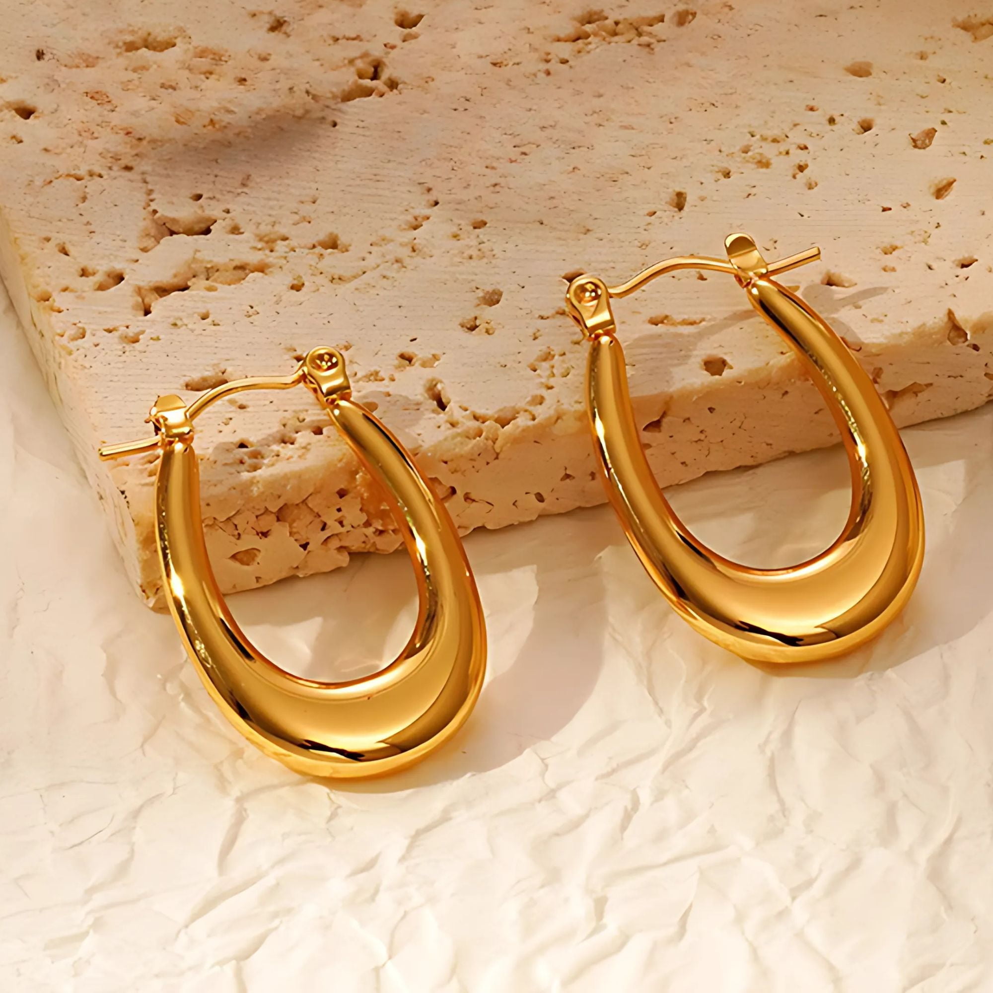 Hoop Earrings for Women by Ginger Lyne Gold Stainless Steel Lightweight Classic Everyday Style