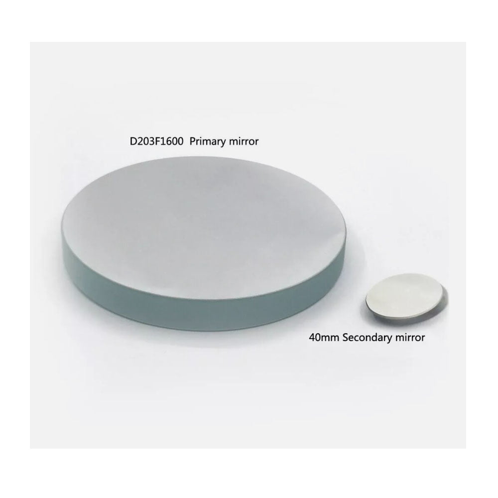 Skyoptikst D203F1600 Spherical Telescope Mirror, Single Piece with 1x40mm Secondary Mirror, 1 Count