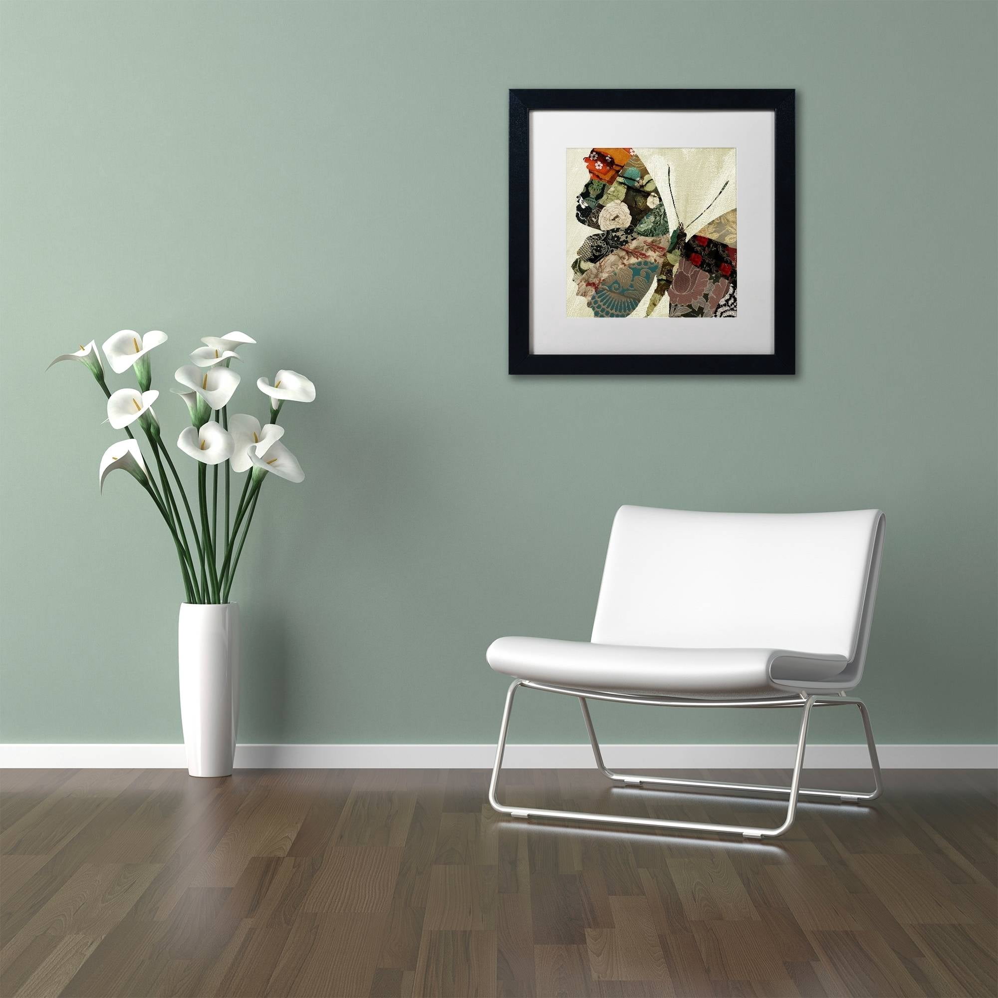 Trademark Fine Art "Butterfly Brocade III" Canvas Art by Color Bakery White Matte, Black Frame