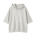 thumbnail image 4 of Womens Plus Size Sweatshirts Fall Winter Fashion Casual Oversized Pullover Hooded Drawstring Long Sleeve Tops (S, Gray), 4 of 5