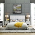 thumbnail image 3 of Contemporary Modern Urban Designer Bedroom Twin Size Platform Bed Frame, Fabric, White, 3 of 5