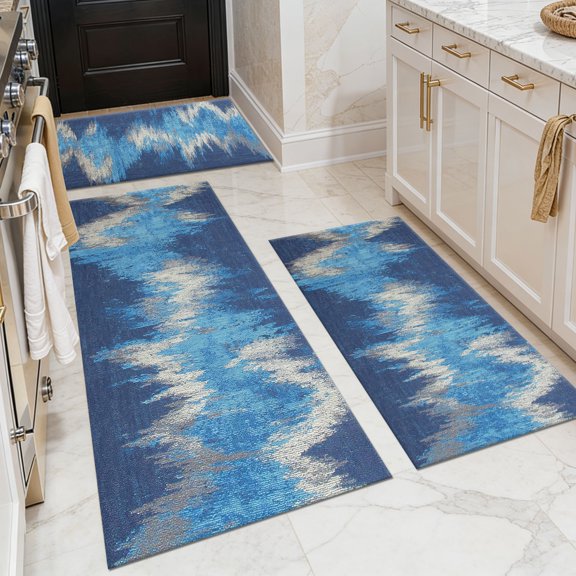 BlueDreamer Kitchen Rug Set 3 Piece, Non Slip Machine Washable Mats for Home Floor and Living Room