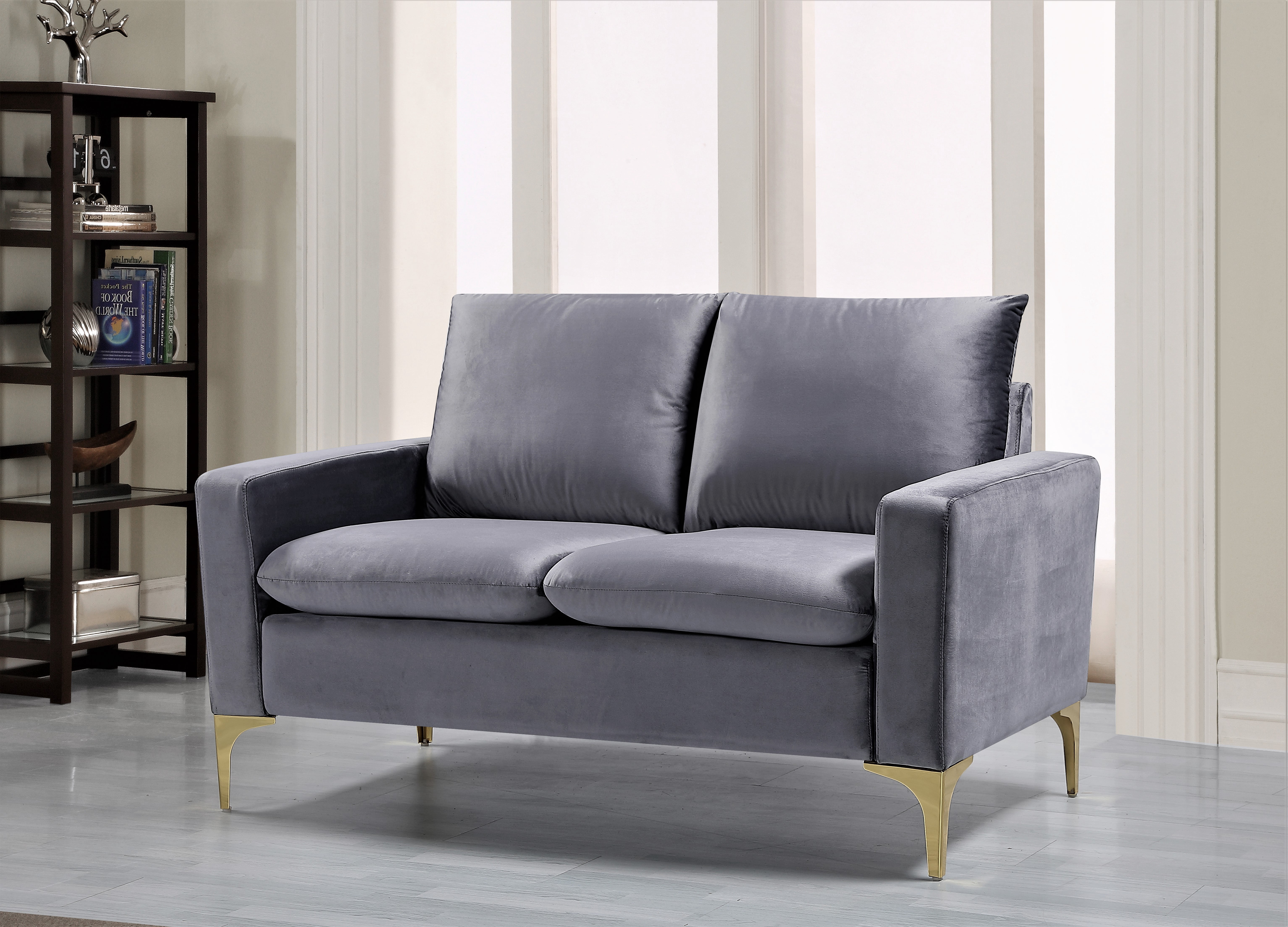 Uspridefurniture Mid-Century Buchholz 2Pcs Velvet Living Room Set,Gray