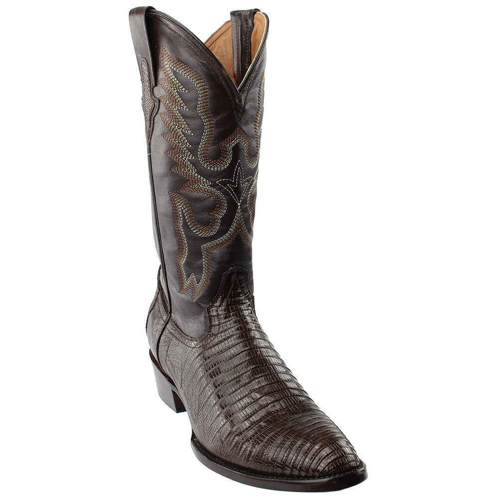Mens Western Cowboy Boots Brown Lizard Print Leather Round Toe Rodeo Botas 
