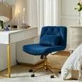 thumbnail image 3 of Adjustable Modern Swivel Velvet Desk Task Chair for Makeup Vanity Navy, 3 of 8