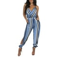 thumbnail image 2 of Aunavey Women's Floral Jumpsuit V-neck Elastic Waist Halter Tie Ankle Split Leg Sleeveless Rompers, 2 of 3